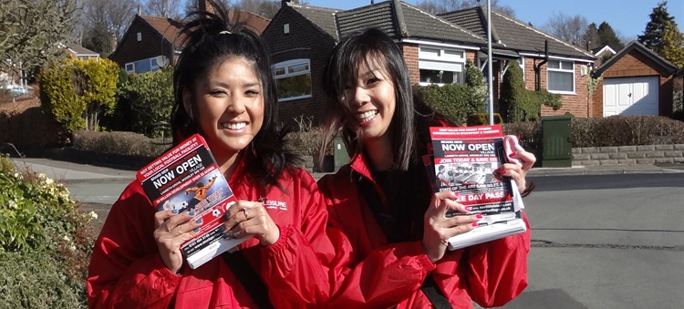 Kirsty and Wen doing some door to door drops